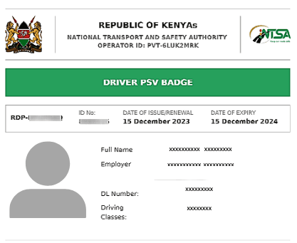 PSV BADGE LISENCE RENEWAL